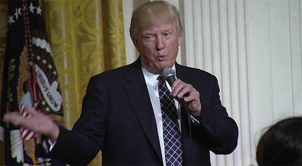 President Trump Spoke Tuesday Night to a Roomful of Senators