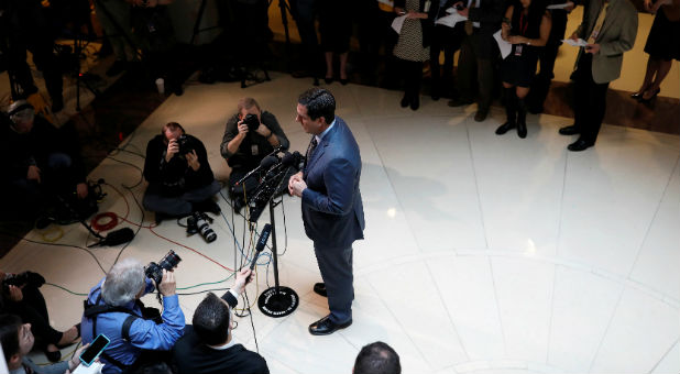 House Permanent Select Committee on Intelligence Chairman Devin Nunes (R-CA) speaks to the media about President Donald Trump's allegation that his campaign was the target of wiretaps