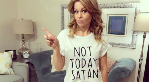 Candace Cameron Bure sports a shirt declaring,