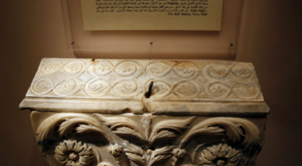 The coffin, said to hold the remains of St. Catherine, is seen inside the Greek Orthodox Saint Catherine's monastery, in the Sinai Peninsula, Dec. 8, 2015.