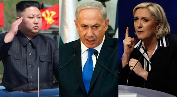 Kim Jong-un, Benjamin Netanyahu, and Marine Le Pen