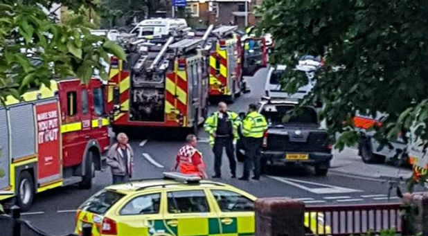 Emergency services respond to the London blaze.