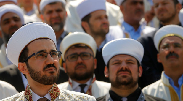 President of Austria's Islamische Glaubensgemeinschaft (Islamic Religious Authority) Ibrahim Olgun delivers a speech in Vienna, Austria.