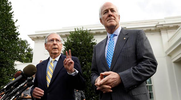 Senate Majority Leader Mitch McConnell, R-Ky., and Senate Majority Whip John Cornyn, R-Texas