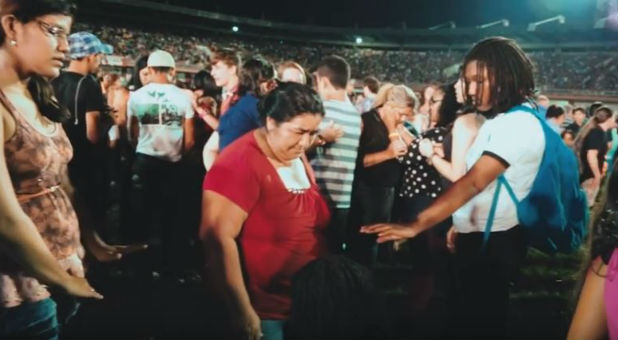 A healing prayer rally in Brazil.