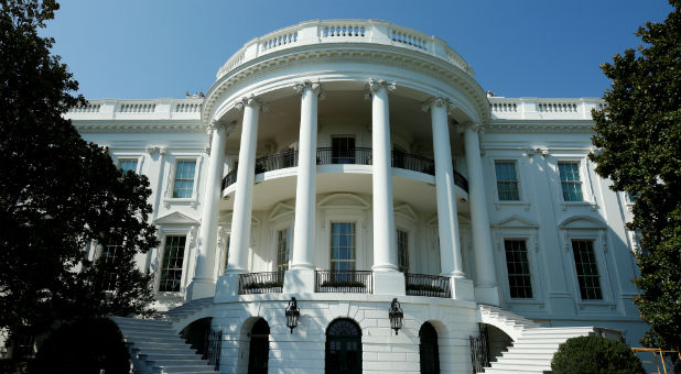 The South Portico porch steps of the White House are seen after a renovation in Washington, D.C., Aug. 22, 2017.