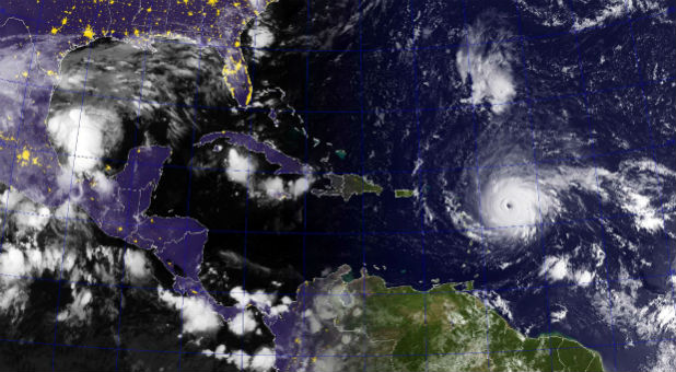 A satellite image of Hurricane Irma.