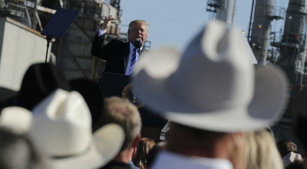 President Trump delivers a speech.