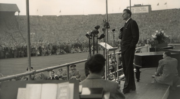 Billy Graham at a crusade in London.