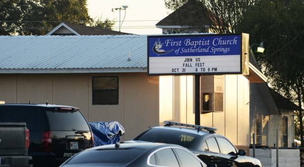 First responders are at the shooting scene at the First Baptist Church in Sutherland Springs, Texas.