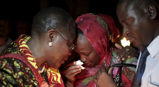 Nigerians protest Boko Haram violence.