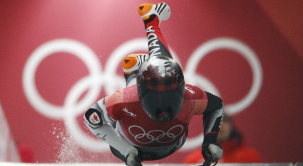 Elisabeth Vathje of Canada competes in skeleton.