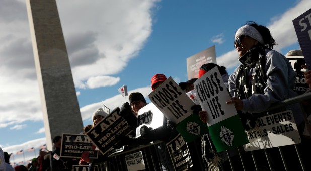 Pro-life activists gather for the National March for Life rally in Washington, DC.