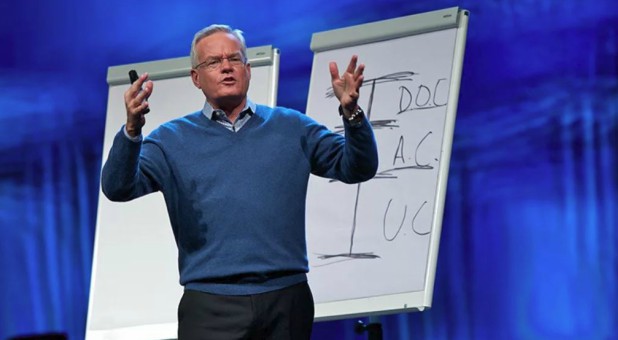 The Rev. Bill Hybels, former senior pastor of Willow Creek Community Church in South Barrington, Illinois, speaks on Jan. 26, 2012.