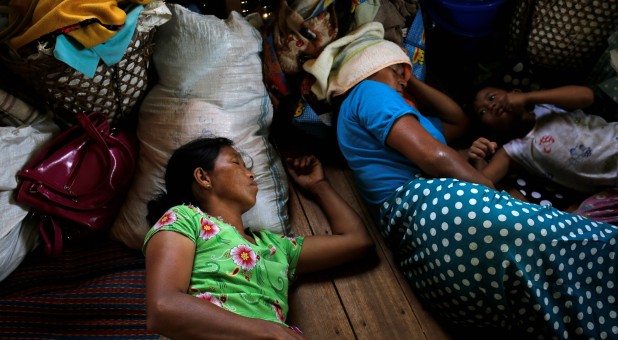 Internally displaced people take shelter in a Church in Myitkyina while Myanmar's military still fighting Kachin Independence Army (KIA).