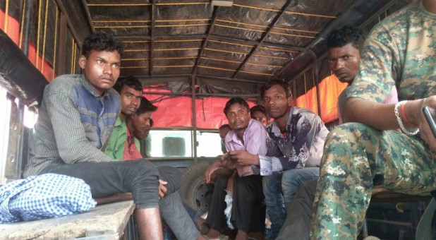 A number of the Christians who were arrested by police, after they held a prayer service at the house of a Christian family in Phulpahari, India.