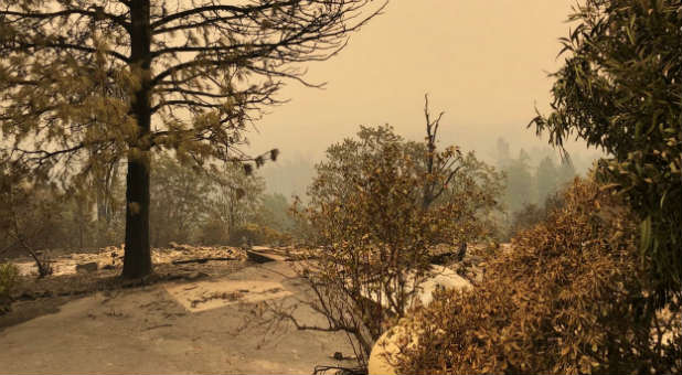 The Coffmans' property, taken after the fire where their home once stood.