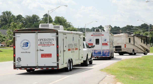 Operation Blessing trucks deploy.