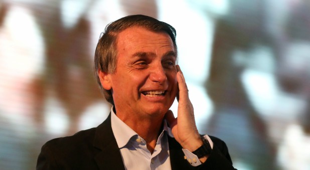 Presidential candidate Jair Bolsonaro attends a rally in Porto Alegre, Brazil.