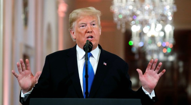 U.S. President Donald Trump speaks during a news conference following Tuesday's midterms.