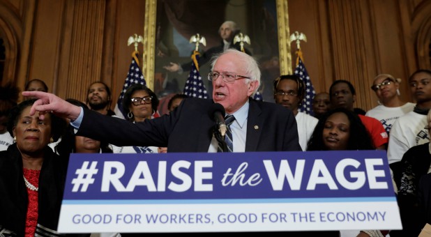 U.S. Senator Bernie Sanders speaks during a news conference on