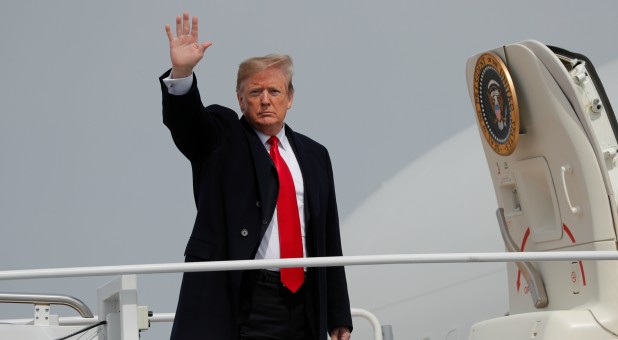 U.S. President Donald Trump boards Air Force One.