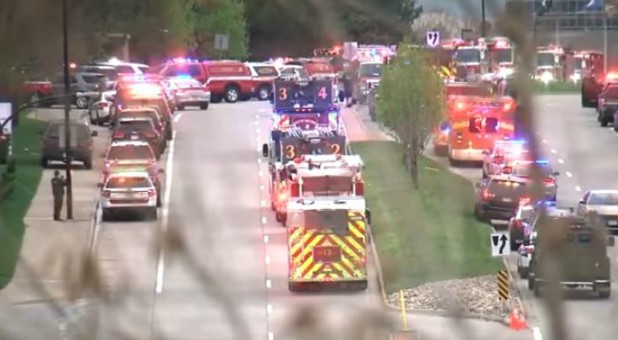 Emergency personnel respond to the shooting at STEM Highlands Park.