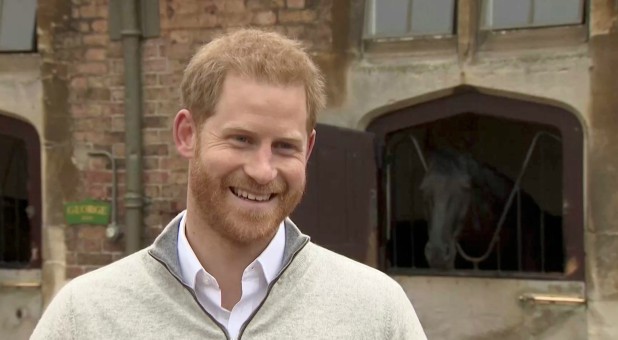 Britain's Prince Harry addresses the media after his wife Meghan, Duchess of Sussex, gave birth to their firstborn son, outside Windsor in London.