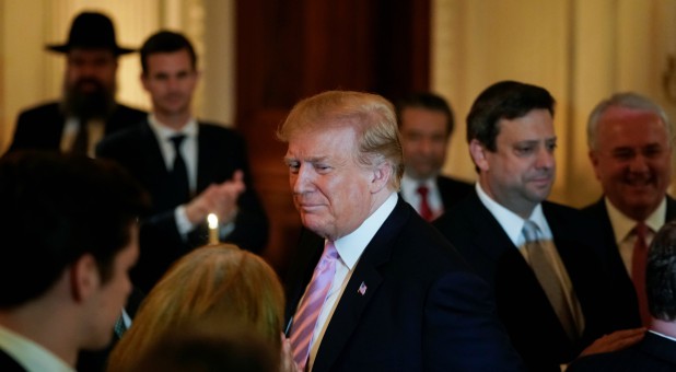 U.S. President Donald Trump speaks during a dinner before a National Day of Prayer at the White House.