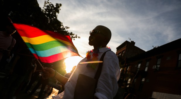 Participants takes part in the Brooklyn Pride Twilight Parade.