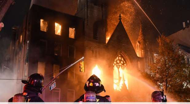 Church Housing New York Liberty Bell Burns Down