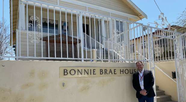 Charisma News Content Development Director Jeff Struss outside the Bonnie Brae House, Los Angeles, California, April 8, 2021