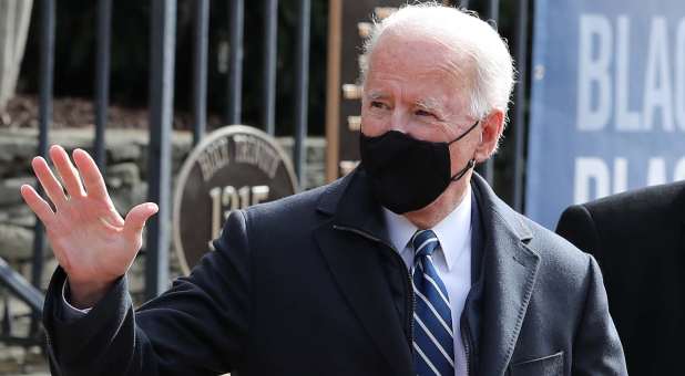 United States President Joe Biden goes to the Holy Trinity Catholic Church in the Georgetown neighburhood of Washington.