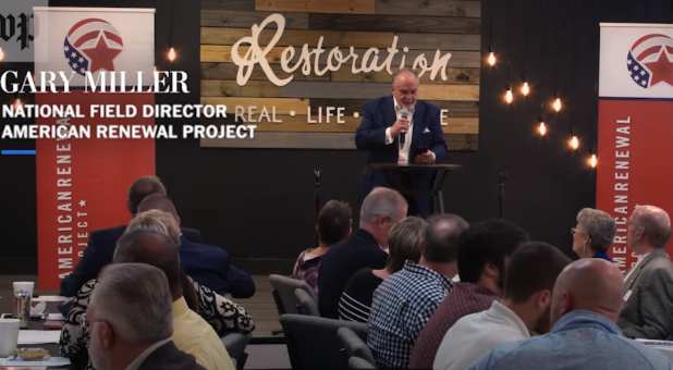 Gary Miller, national field director, American Renewal Project, speaks to a group of faith leaders in Willow Creek, North Carolina.