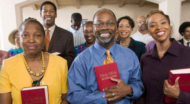 People gathered together at church.