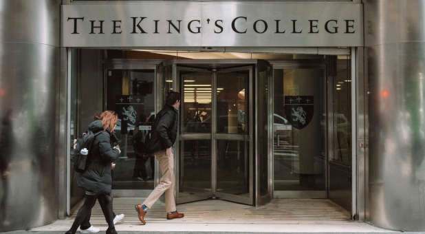 Students entering The King's College.