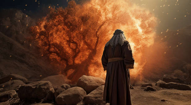 God's presence in the burning bush.