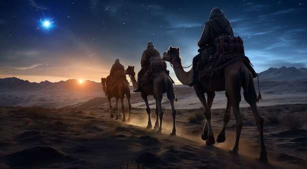 The three wise men following the star