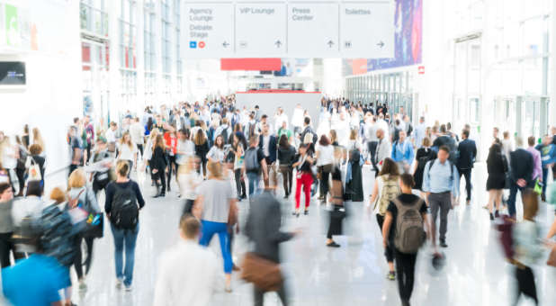 People in a busy airport