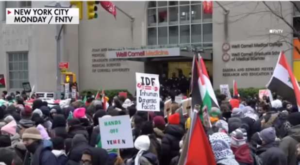 Protesters in front of pediatric cancer hospital