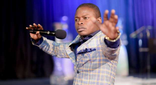 Shepherd Bushiri gestures during a worship service.