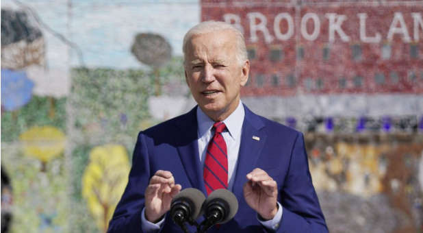 President Joe Biden speaking to a crowd.