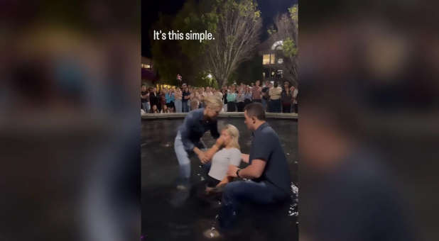 Baptisms on college campus.