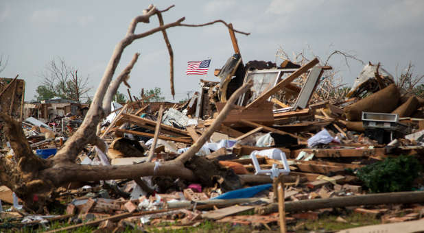 Neighborhood destroyed by a tornado.