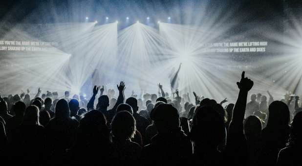 Worshippers at megachurch