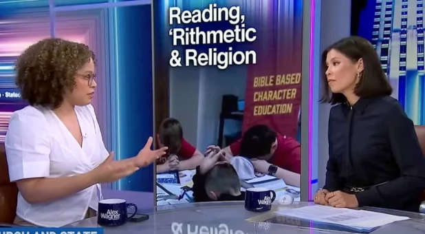 MSNBC host discussing Christian program.