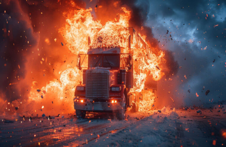 Hero Notices Flames Blazing Under Tractor-Trailer, Jumps Into Action